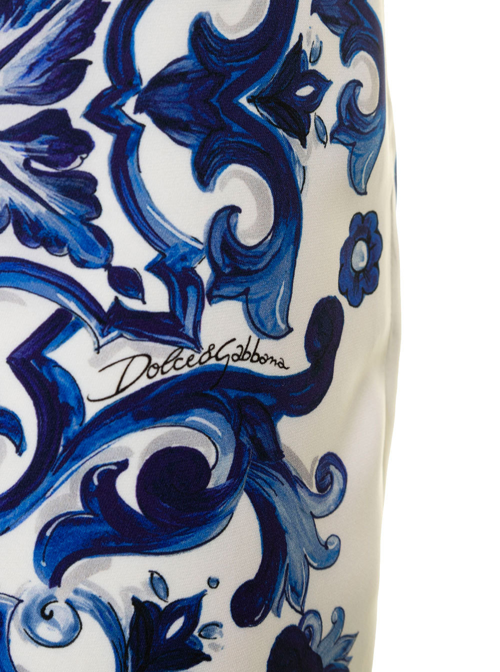 Dolce & Gabbana Majolica-print Cropped Trousers In Blue