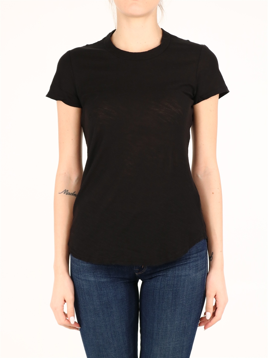 James Perse Sheer Slub Crew Neck Tee In Black
