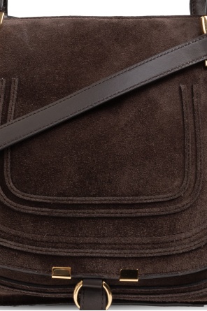 Chloé Dark Brown Suede Medium Marcie Handbag In Black