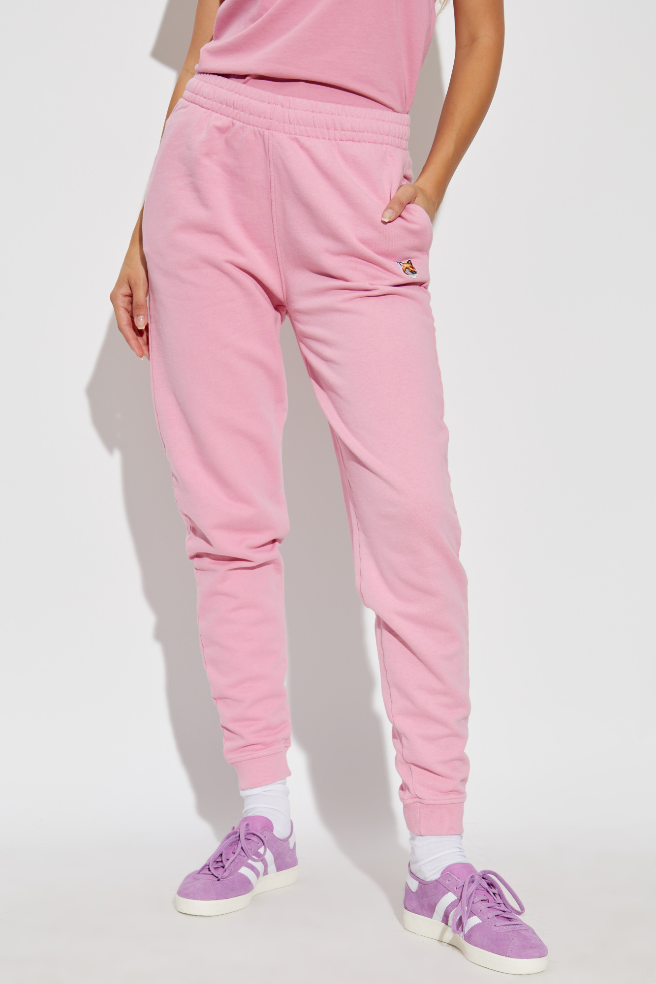 Shop Maison Kitsuné Elastic Waist Sweatpants In Pink