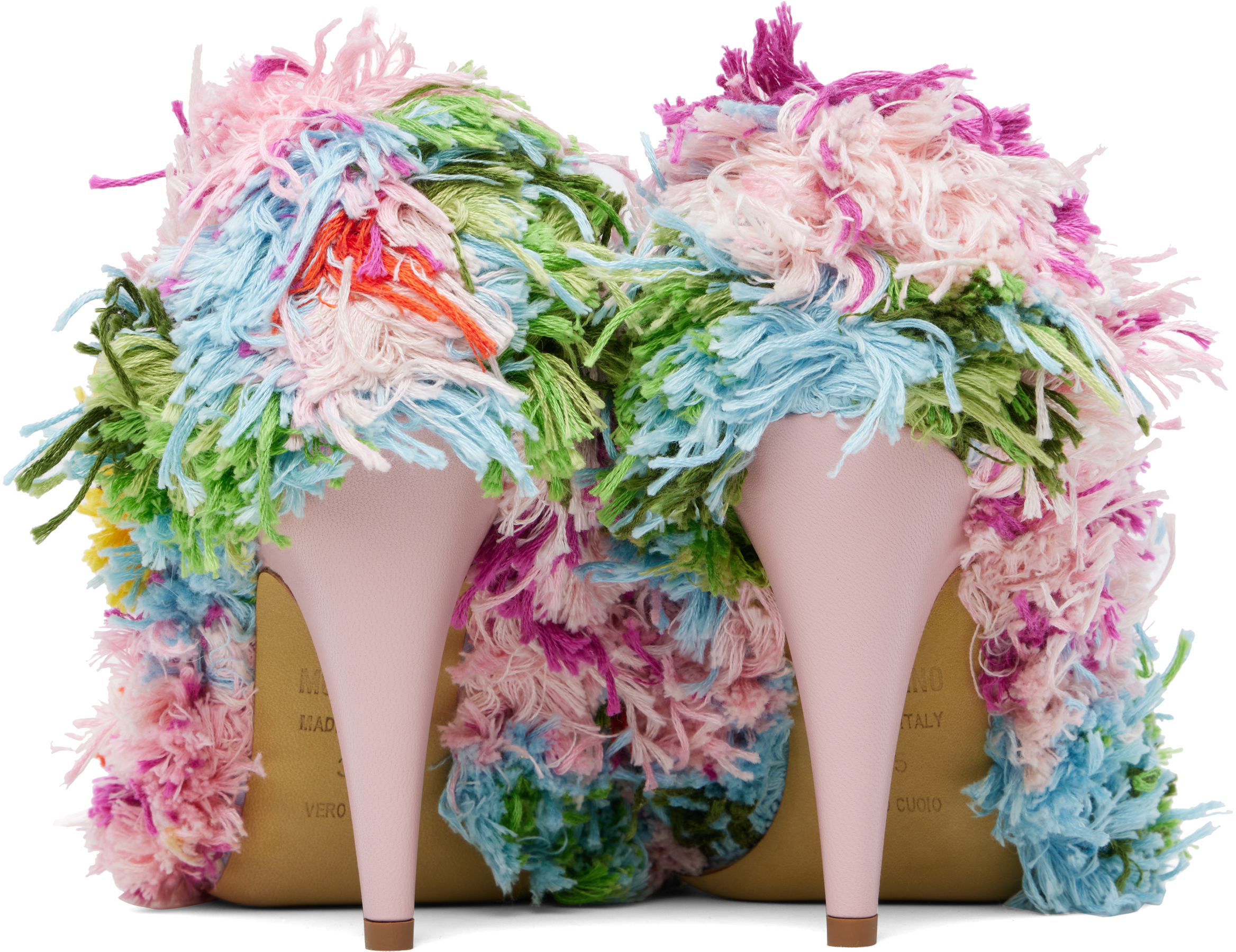 Moschino Tufted High Heels In Multi