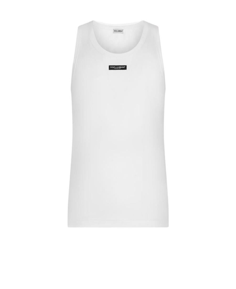 Dolce & Gabbana Men's Logo-patch Tank Top In White