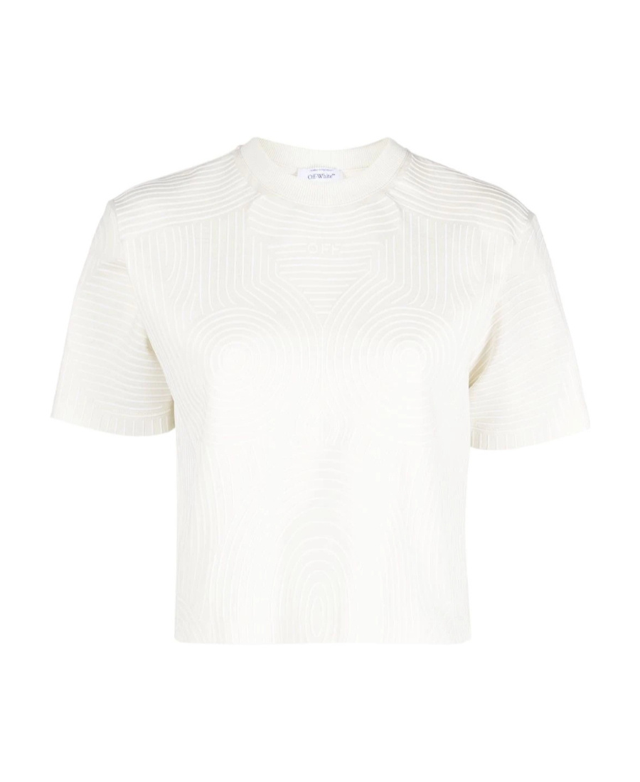 Off-white Embossed-pattern Cotton T-shirt In White