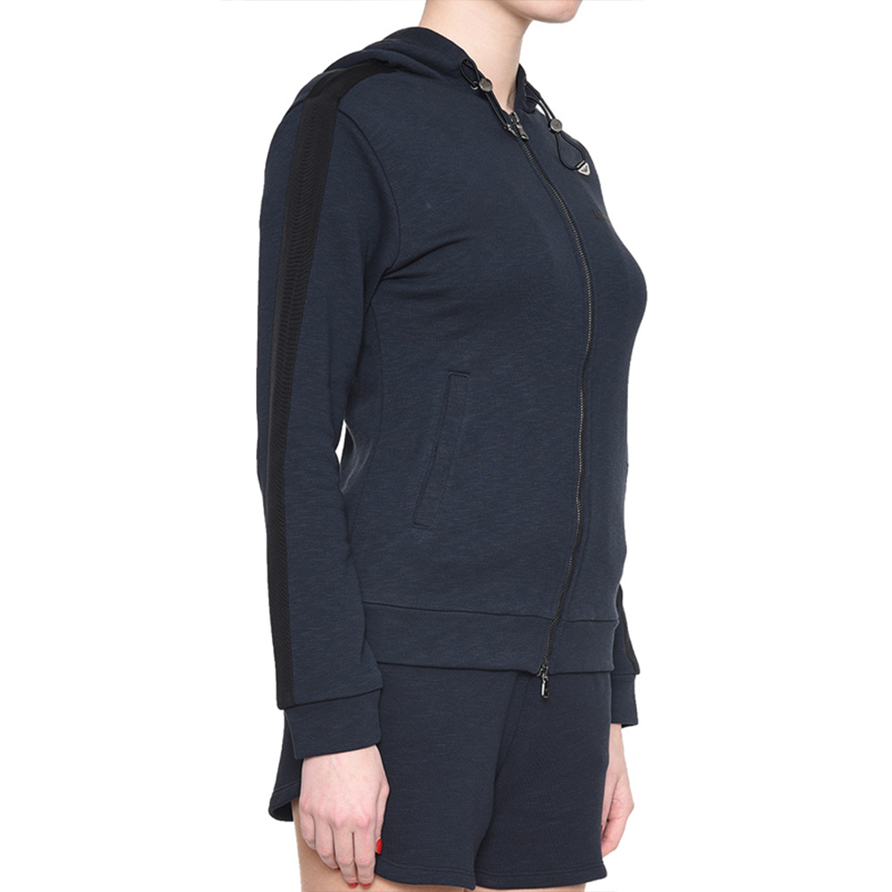 Emporio Armani Logo Hooded Casual Coat In Blue