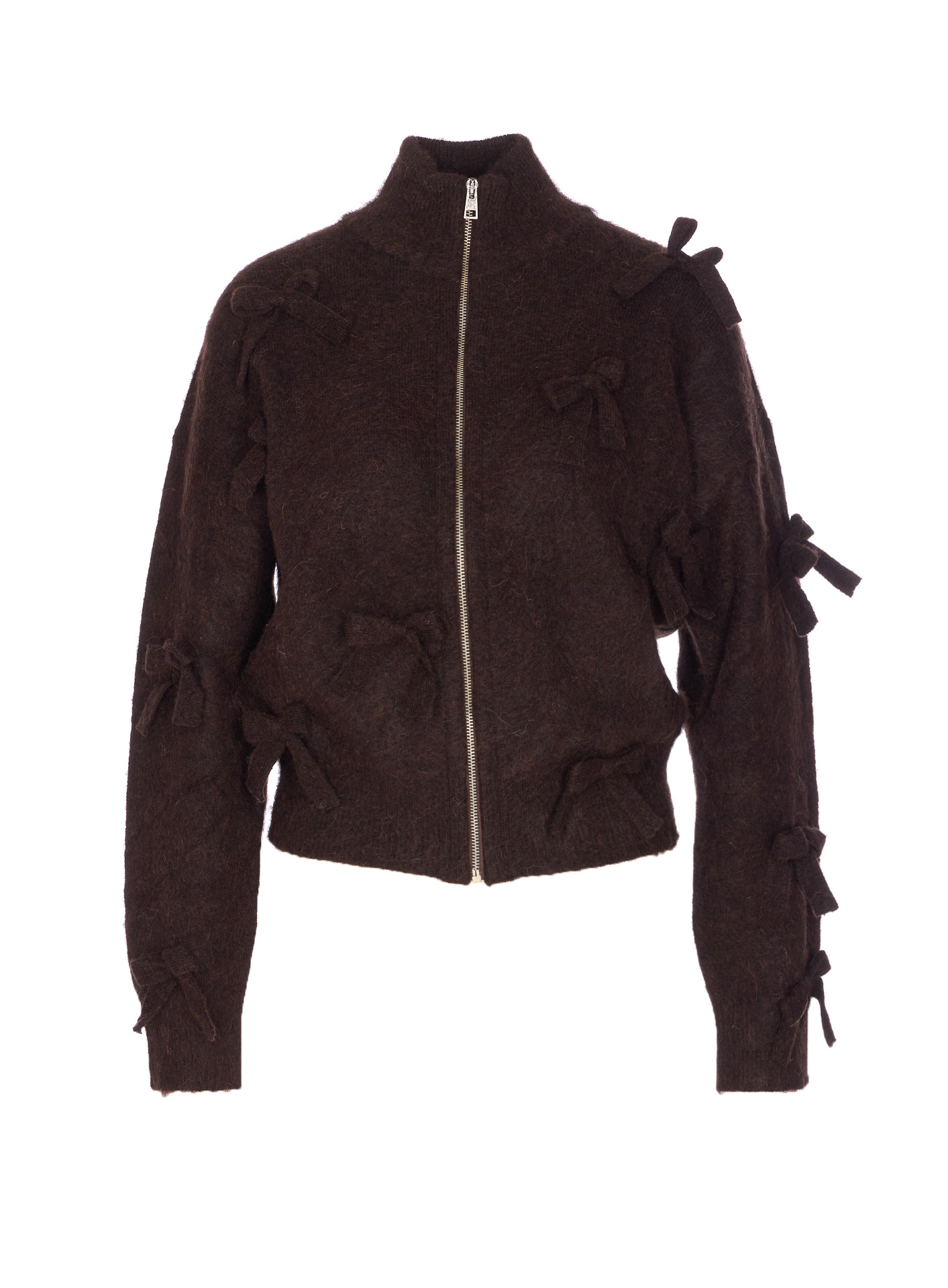 Aniye By Knitted Zip-up Casual Jacket In Burgundy