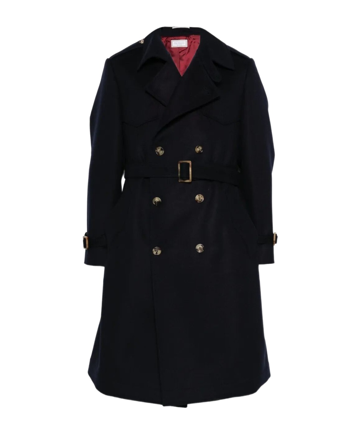 Brunello Cucinelli Double-breasted Belted Coat In Blue