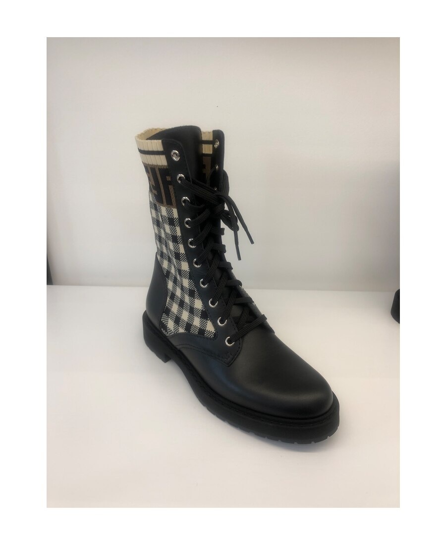 Fendi Rockoko Ff Biker Boots In Black