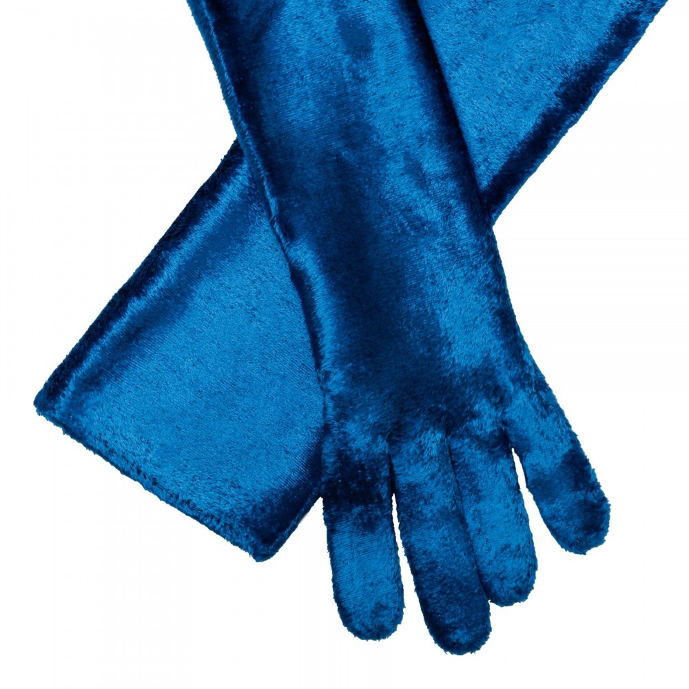 Alaïa Velvet Knitted Gloves In Blue
