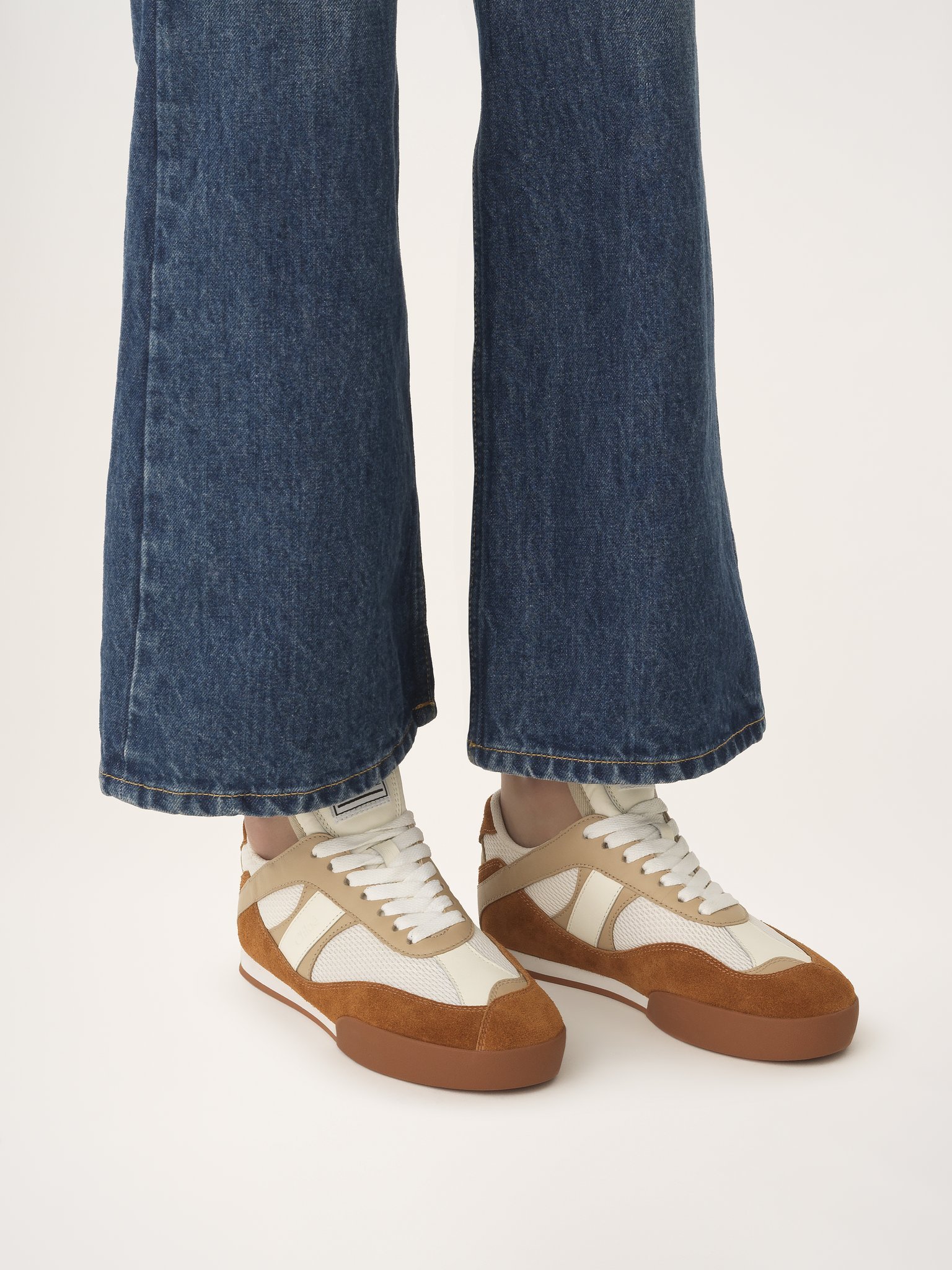 Chloé Lace-up Footwear Featuring Contrast Panels In Brown