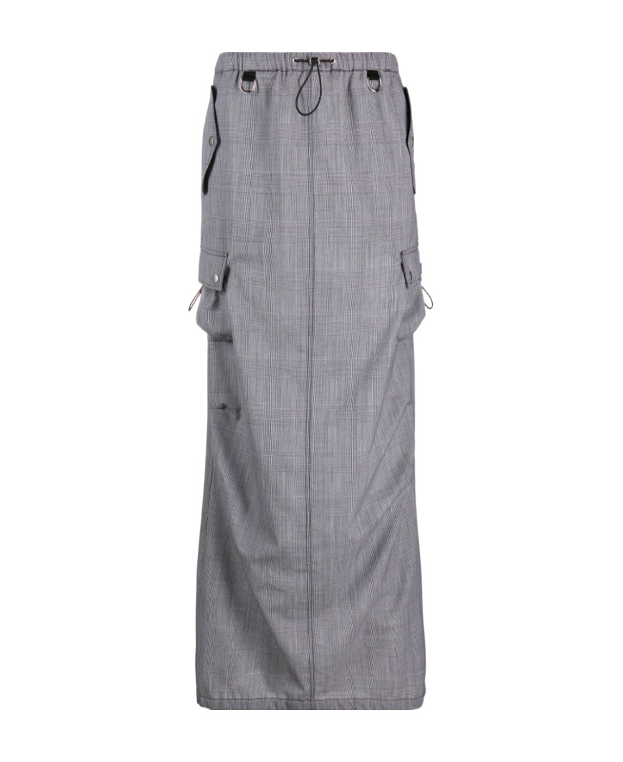 Coperni Houndstooth Cargo Maxi Skirt In Gray