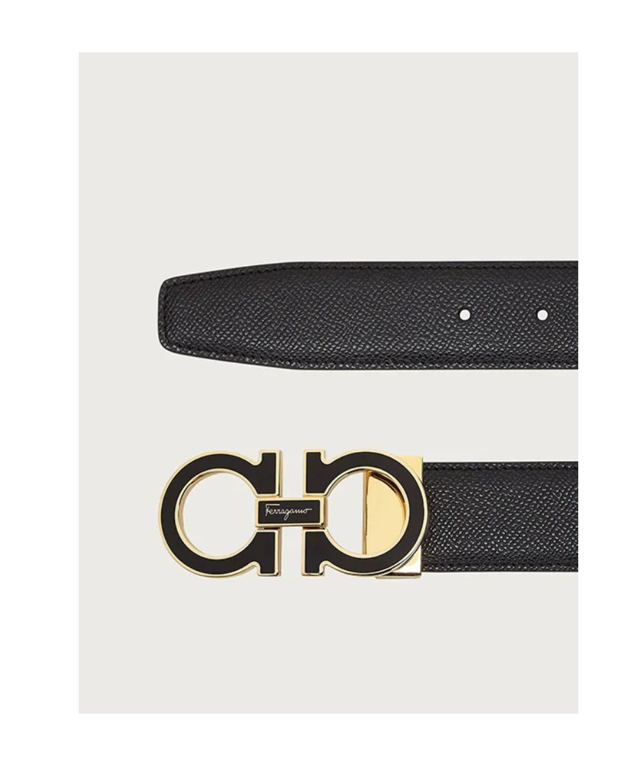 Ferragamo Reversible And Adjustable Gancini Belt In Black