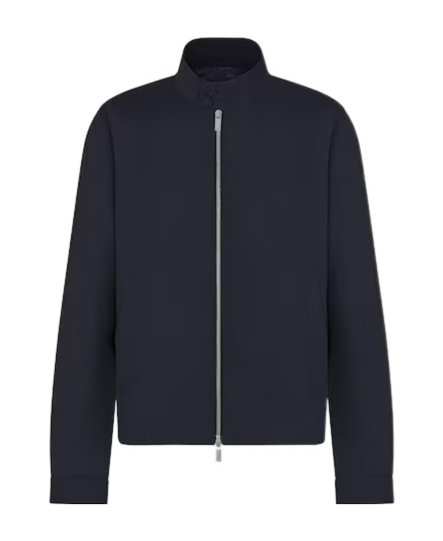 Dior Striped Textured Wool Casual Jacket In Blue
