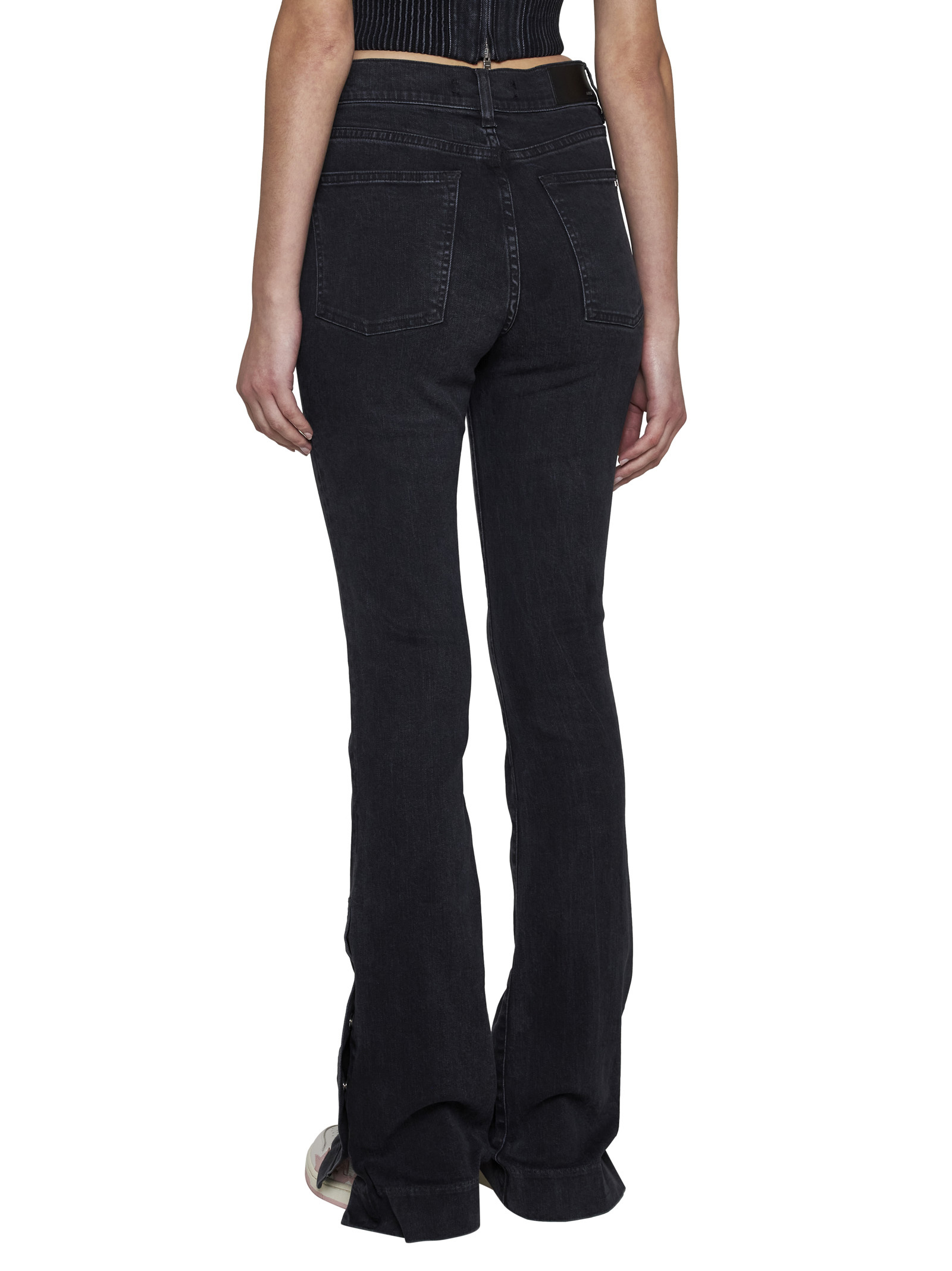 Amiri Stretch Cotton Denim Flared Jeans In Black