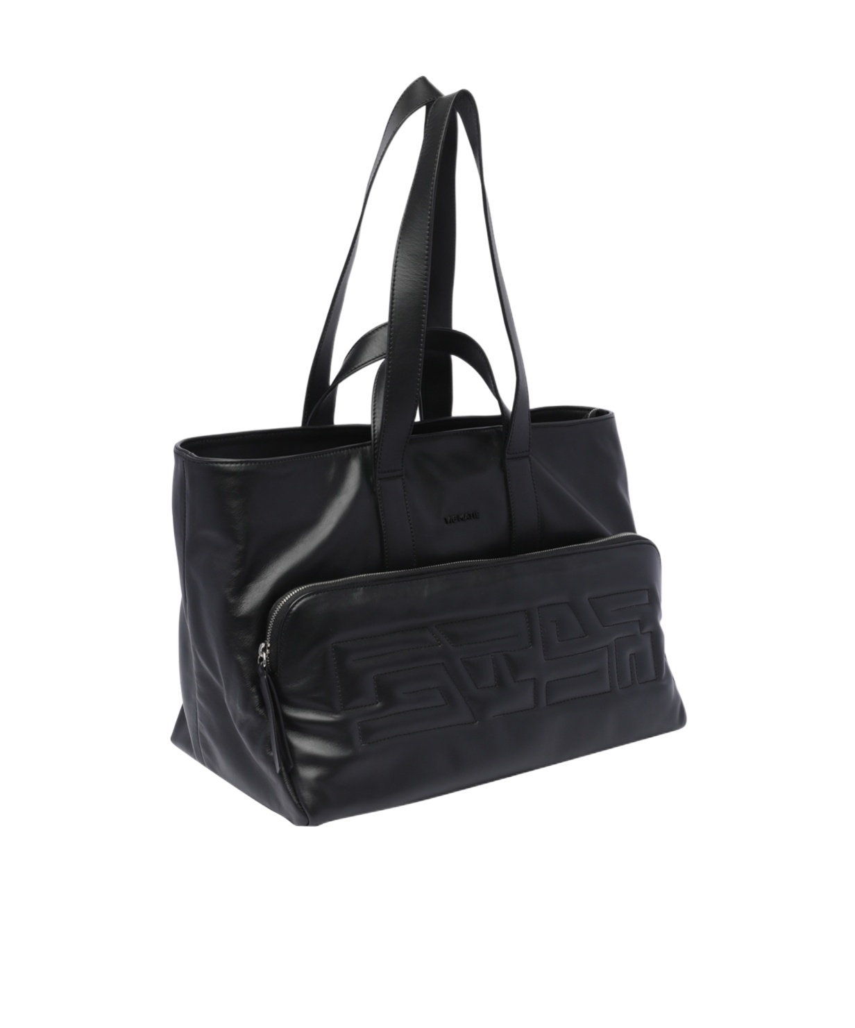 Shop Vic Matie Logo-embroidered Leather Shoulder Bag In Black