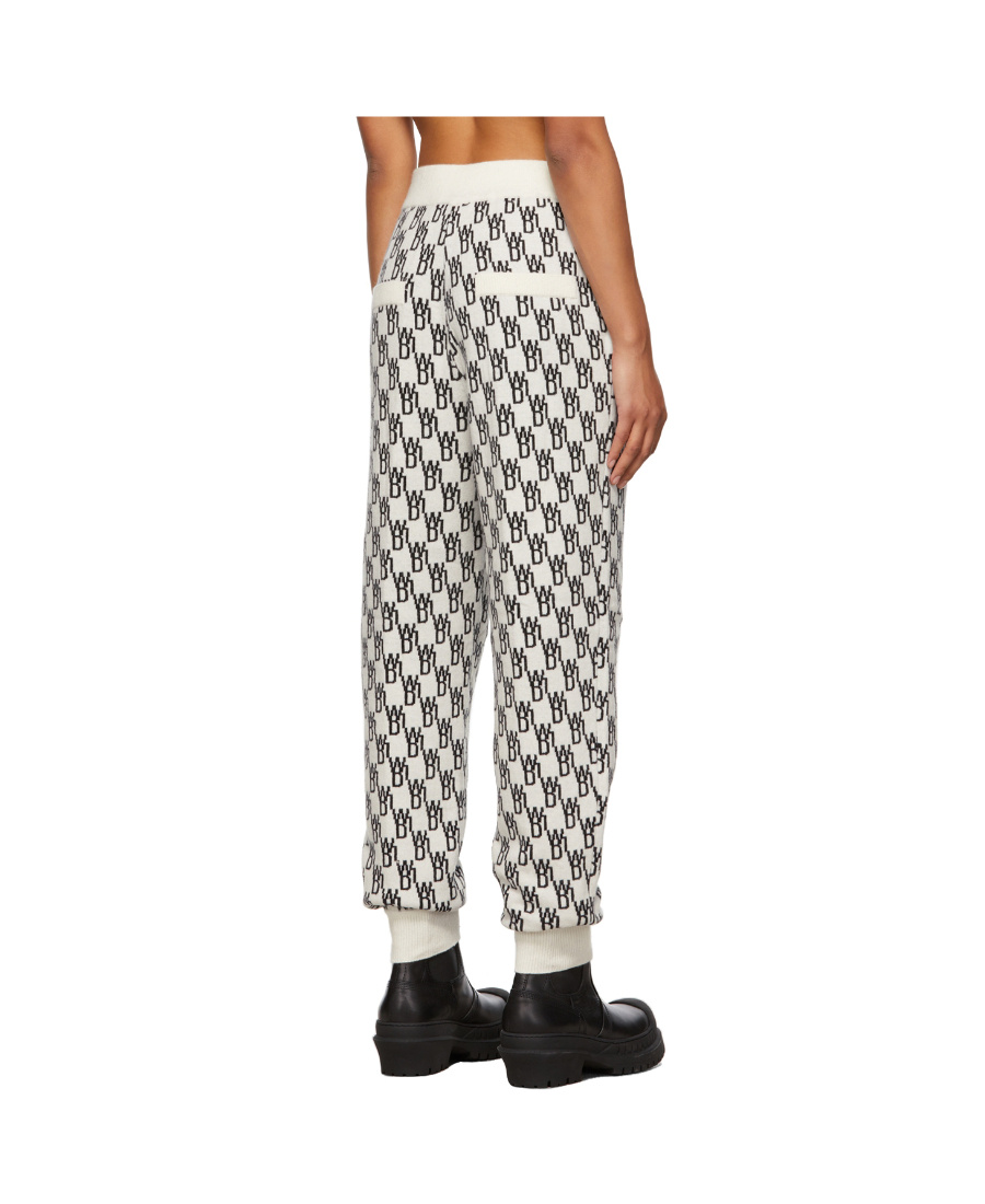 We11 Done Monogram Intarsia-knit Track Pants In White
