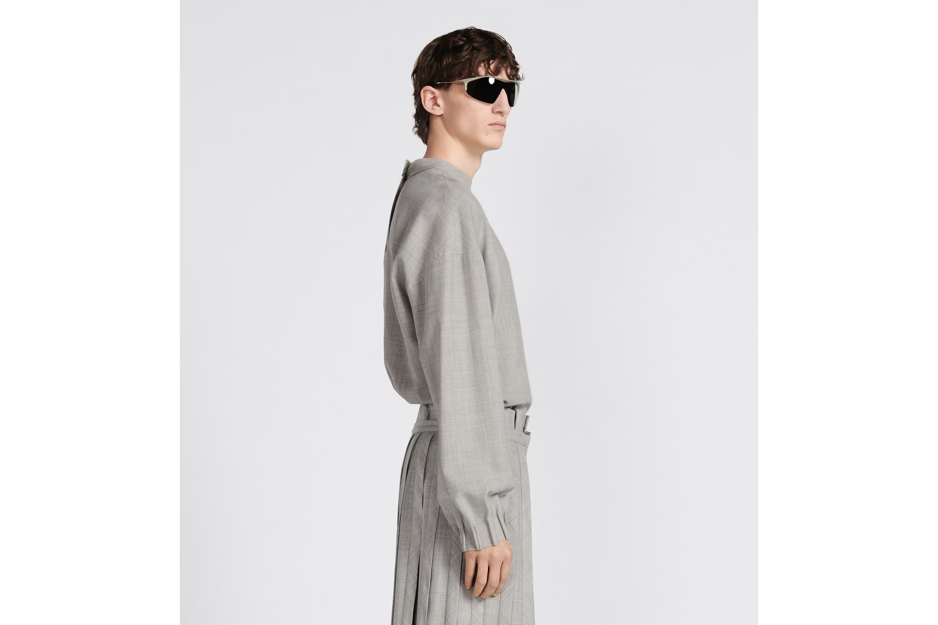 Shop Dior High-necked Shirt In Gray