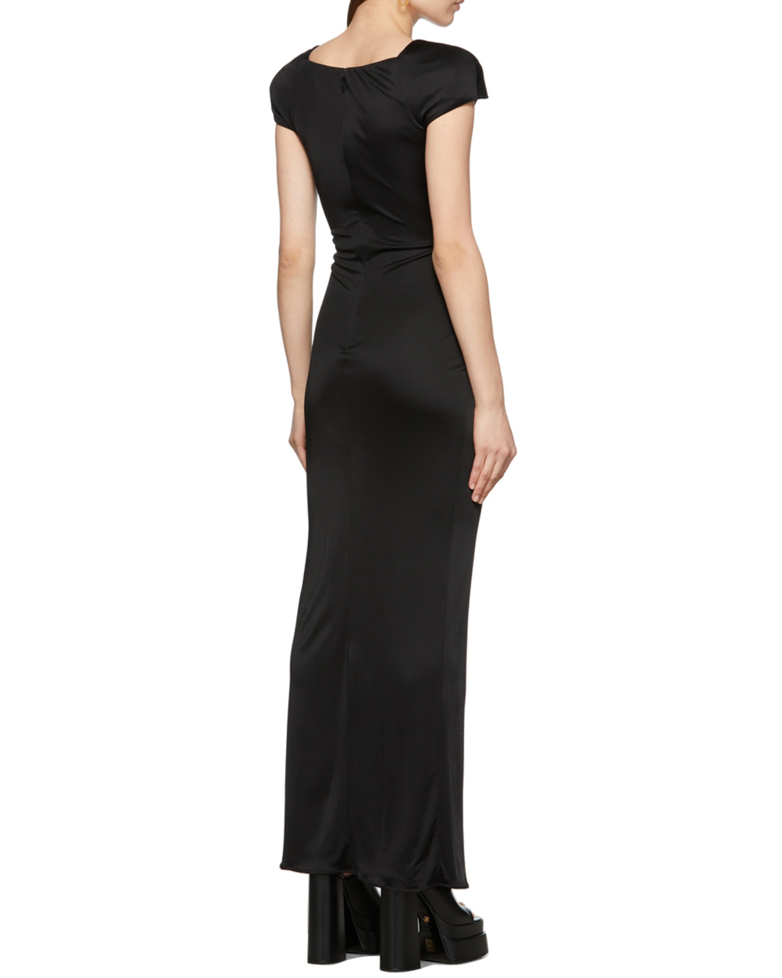 Versace Safety Pin Draped Fitted Dress