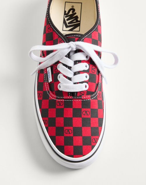 Valentino Garavani  Garavani And Vans Low-top Trainer In Fabric With Vlogo Checkerboard Pri In Red