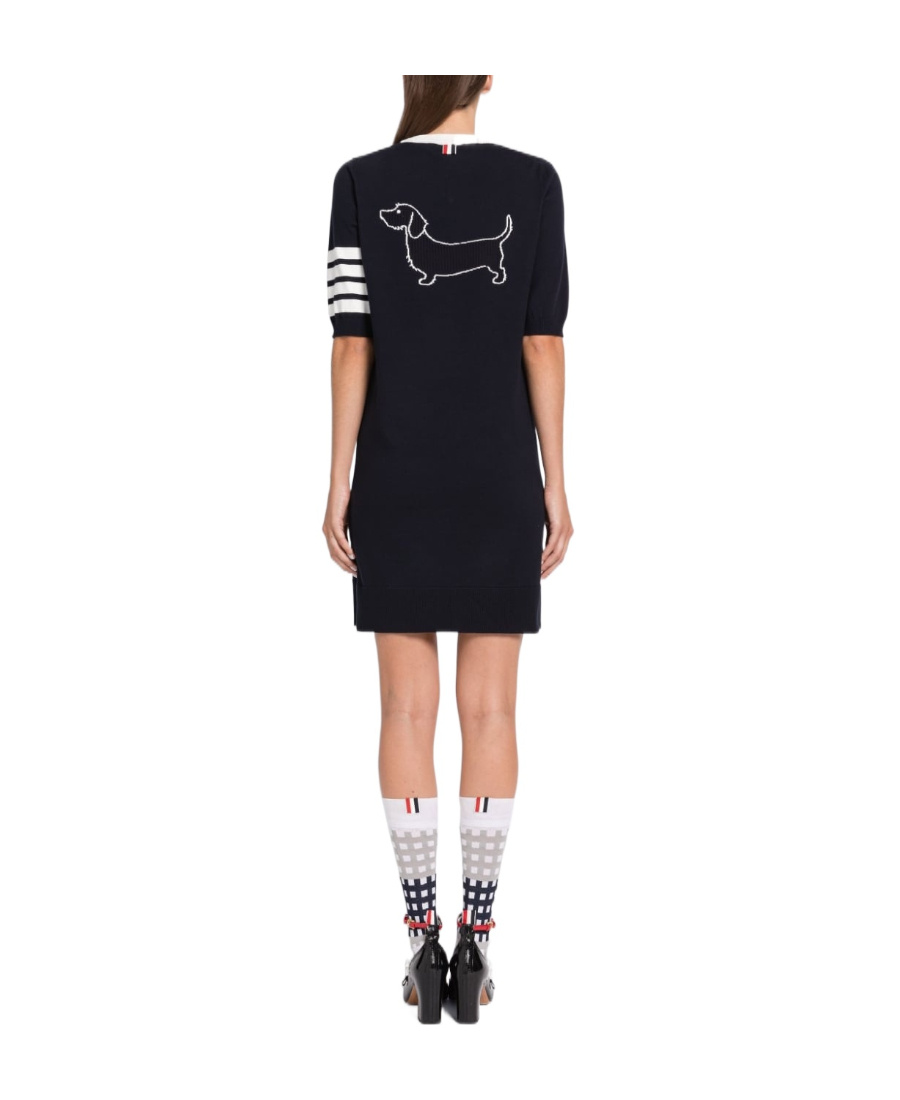Thom Browne Hector-embroidery Knitted Minidress In Black