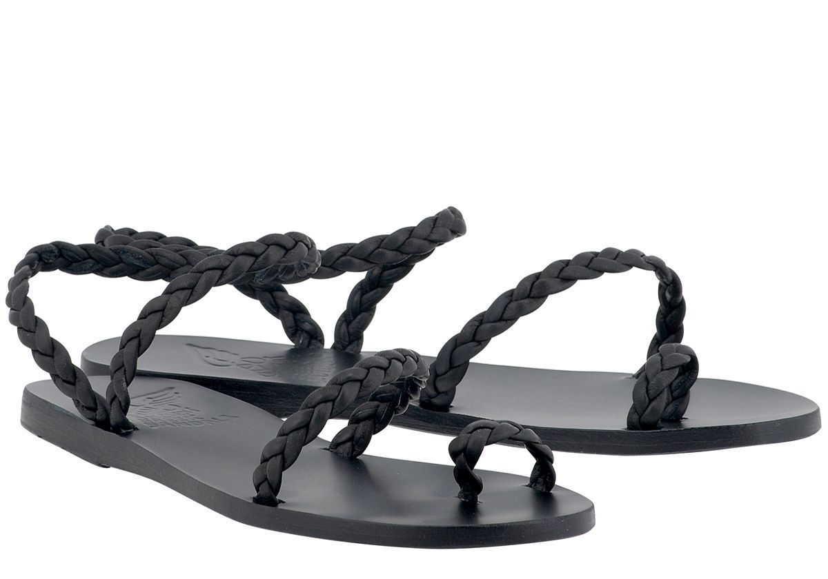 Ancient Greek Sandals Eleftheria Braided Leather Sandals In Black