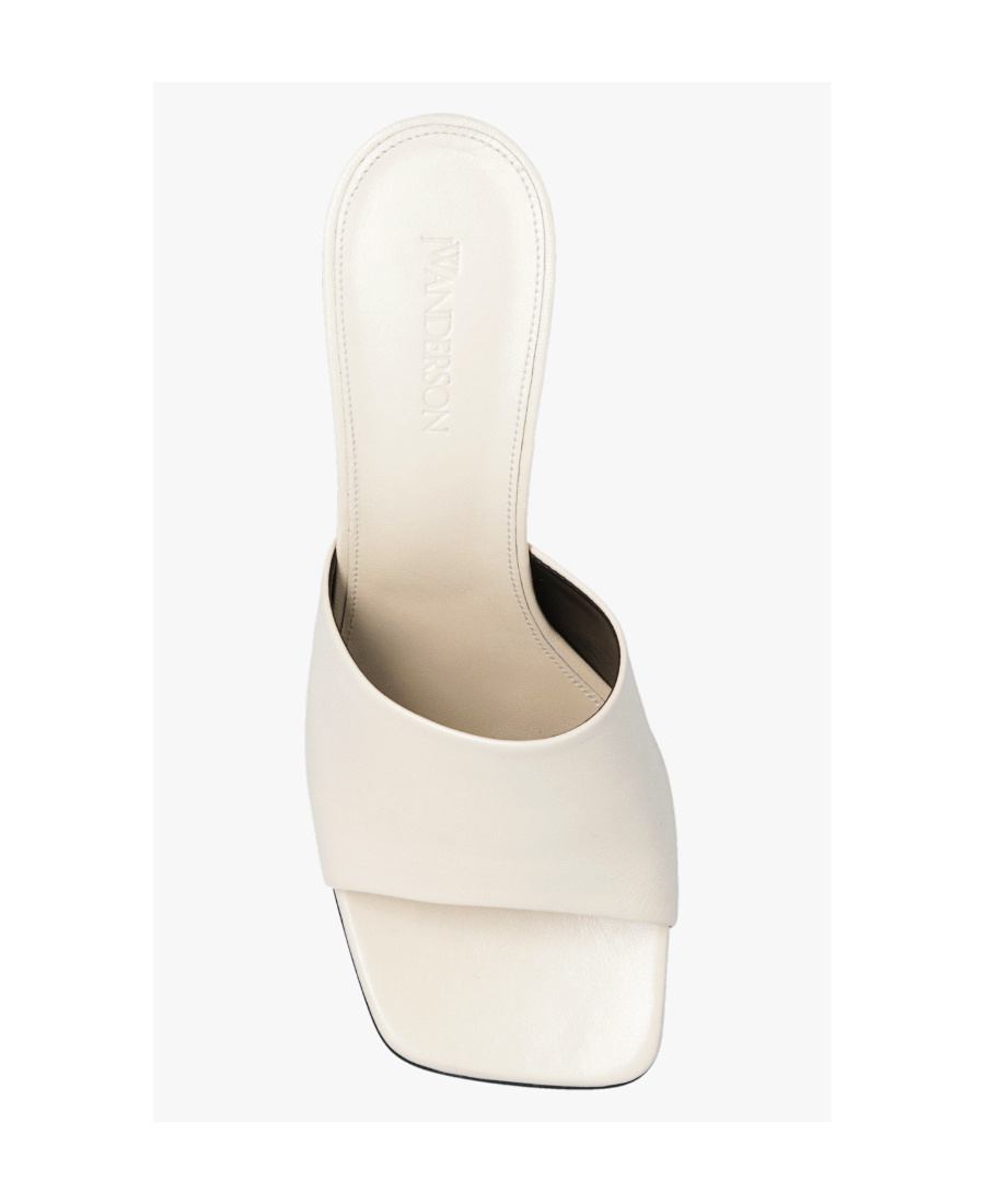 Jw Anderson Leather Chain-heel Slide Sandals In Nude