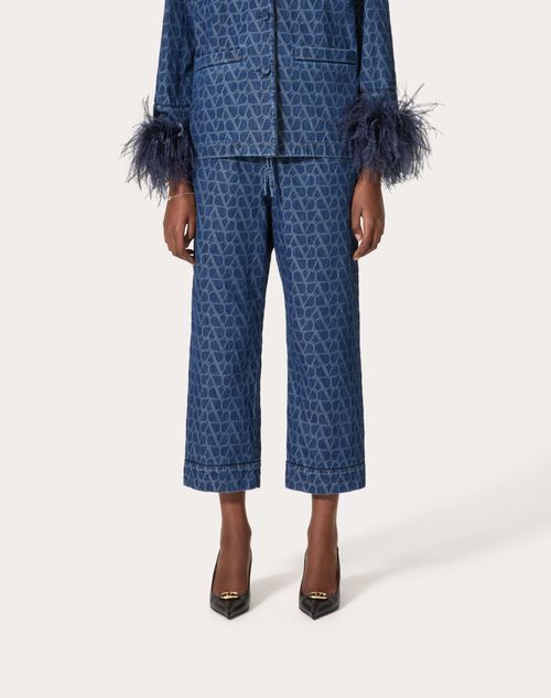 Valentino Toile Iconographe Cropped Jeans In Blue
