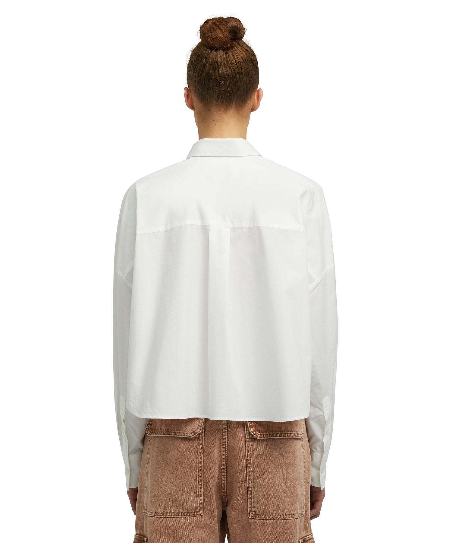 Msgm Sequin-embellished Cat Cotton Shirt In White