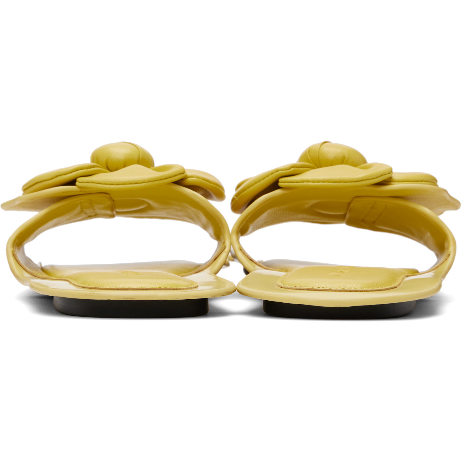 Marc Jacobs The Daisy Leather Flat Slide Sandals In Yellow
