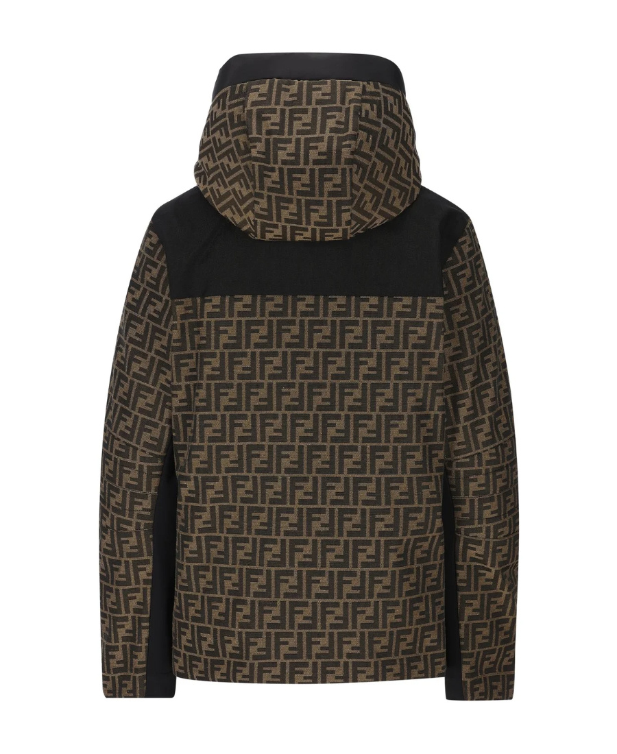 Fendi Ff-jacquard Canvas Ski Jacket In Black