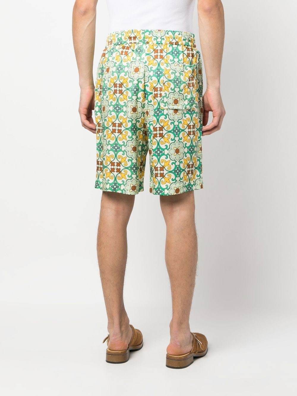Drôle De Monsieur Multicolor Shorts Faïence With Graphic Print All-over In Green