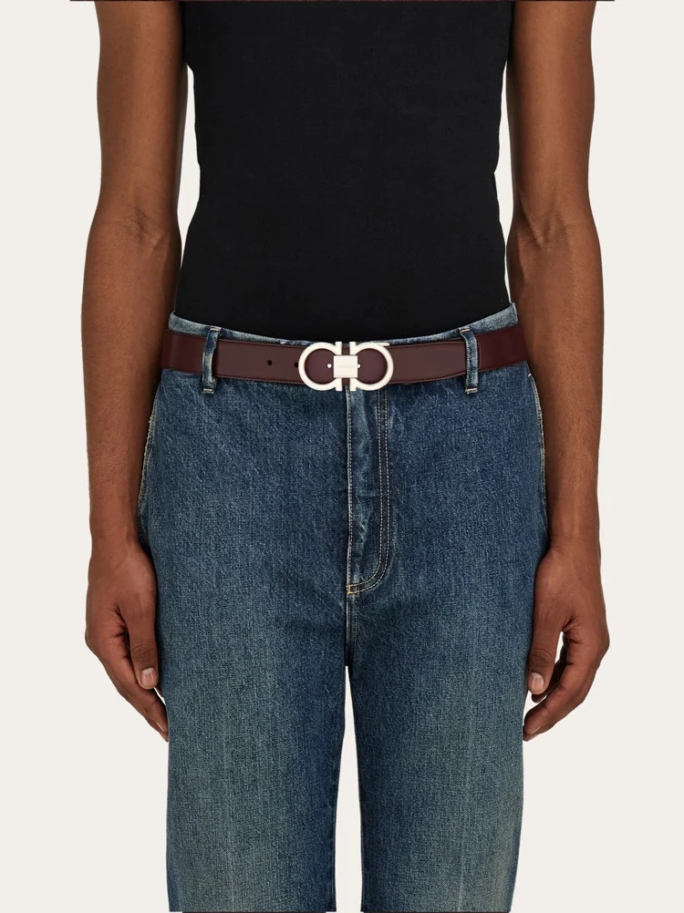 Ferragamo Double-sided Logo Buckle Belt In Red