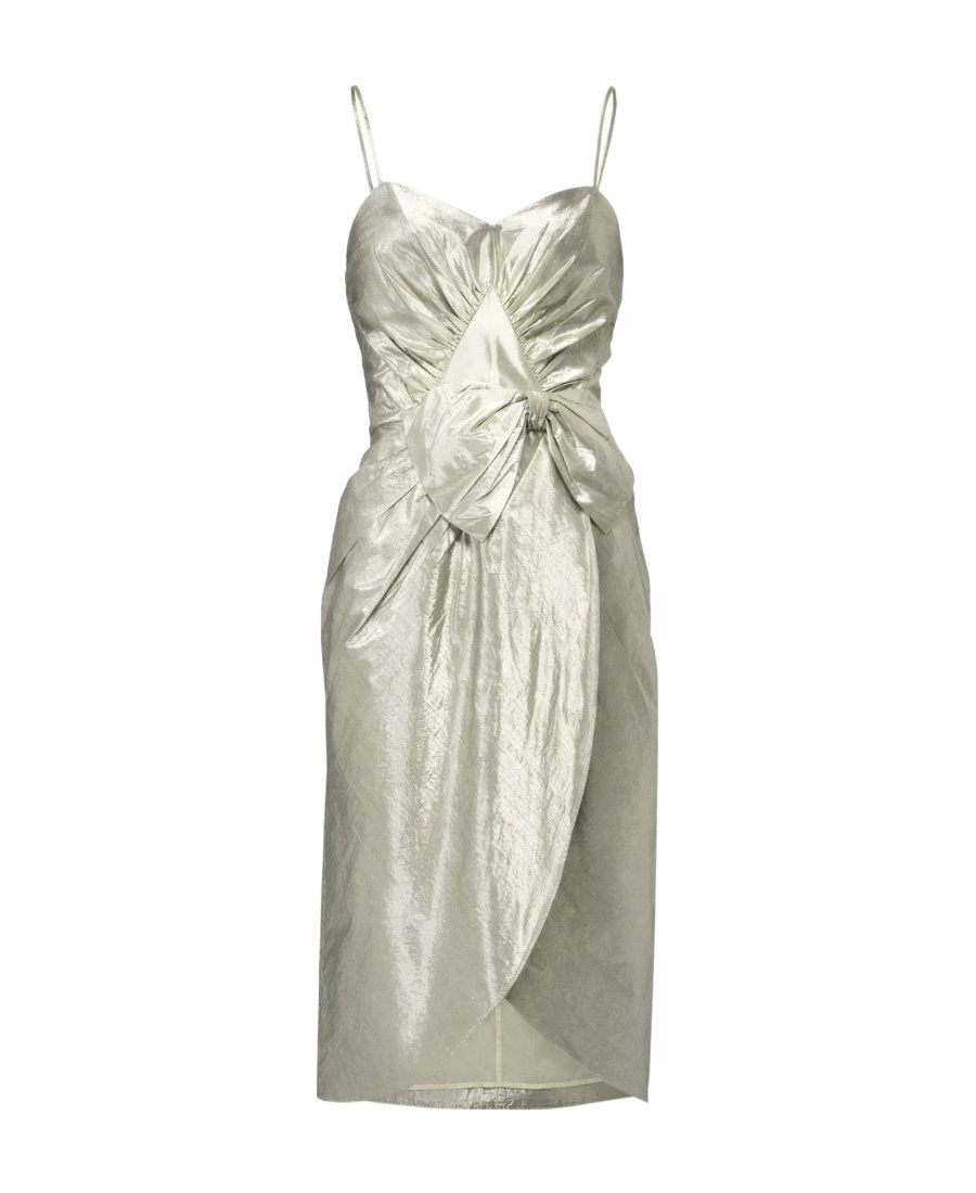 Maison Margiela Midi Dress With Metallic Finish And Draped Detail In White