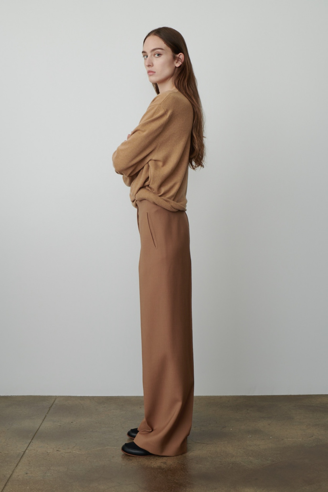 The Row Wide-leg Wool Casual Pants In Brown