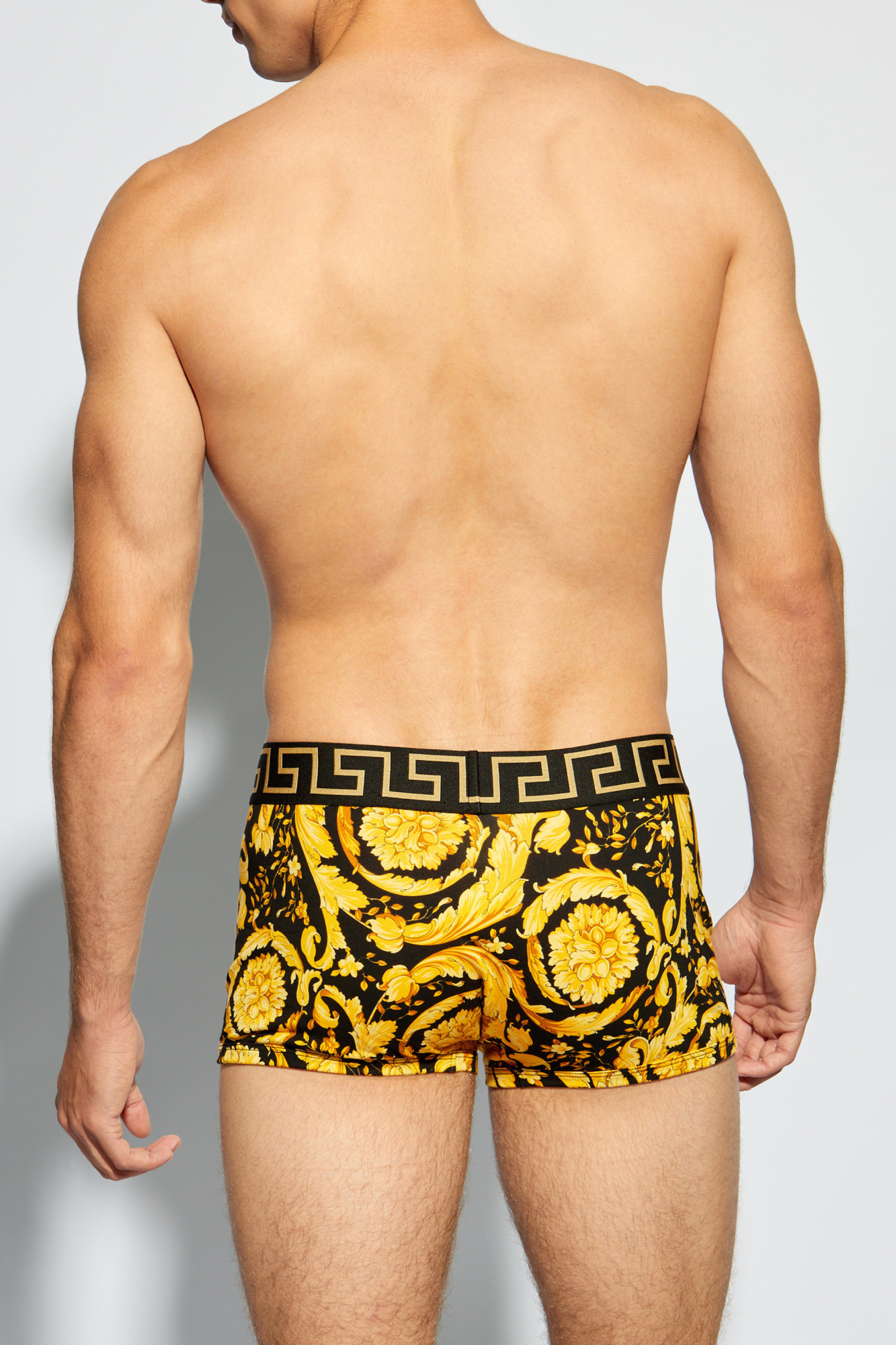 Versace Baroque-print Cotton Boxer Briefs In Yellow
