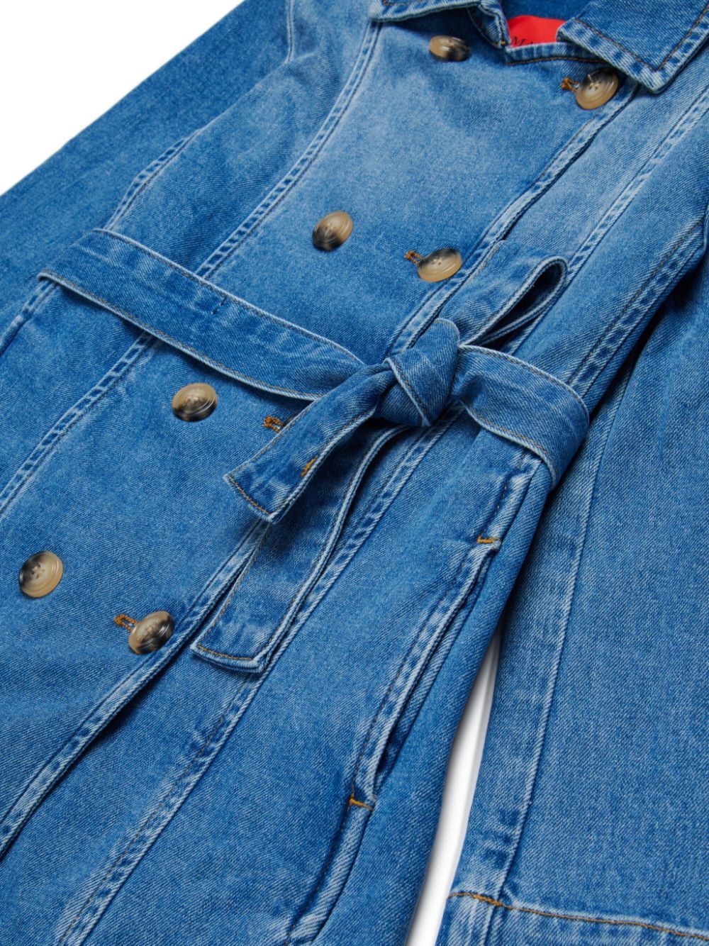 Maxco. Double-breasted Denim Coat In Blue