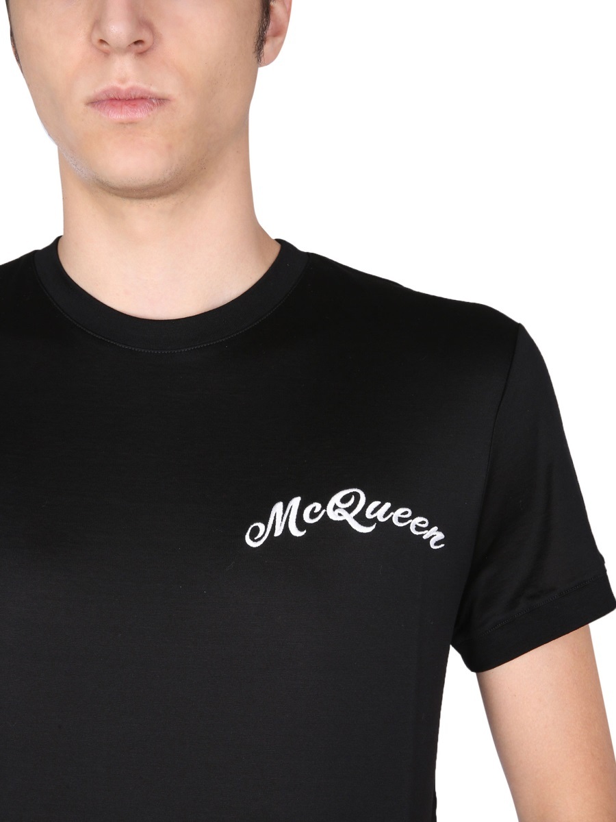 Alexander Mcqueen Logo-embroidered T-shirt In Black