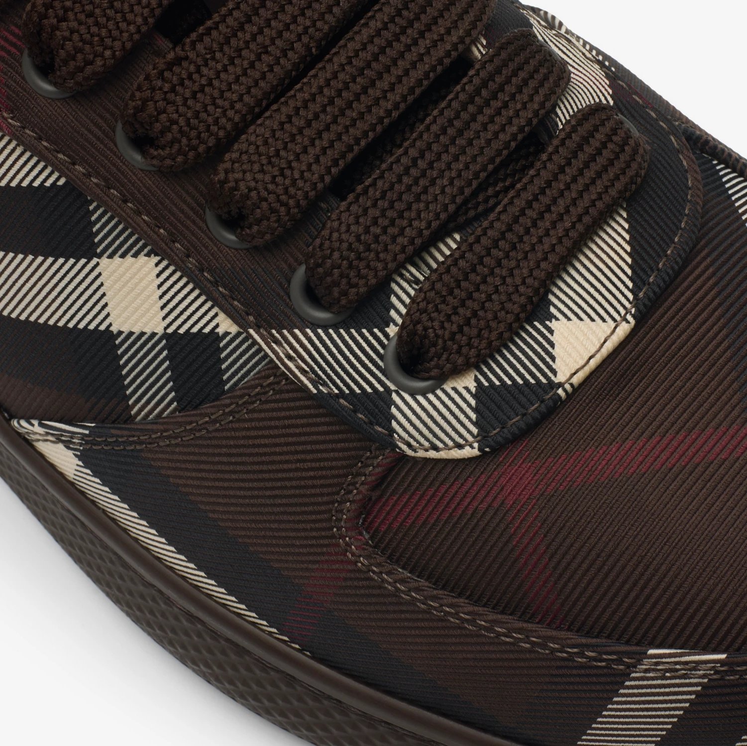 Burberry Check-pattern Lace-up Sneakers In Brown