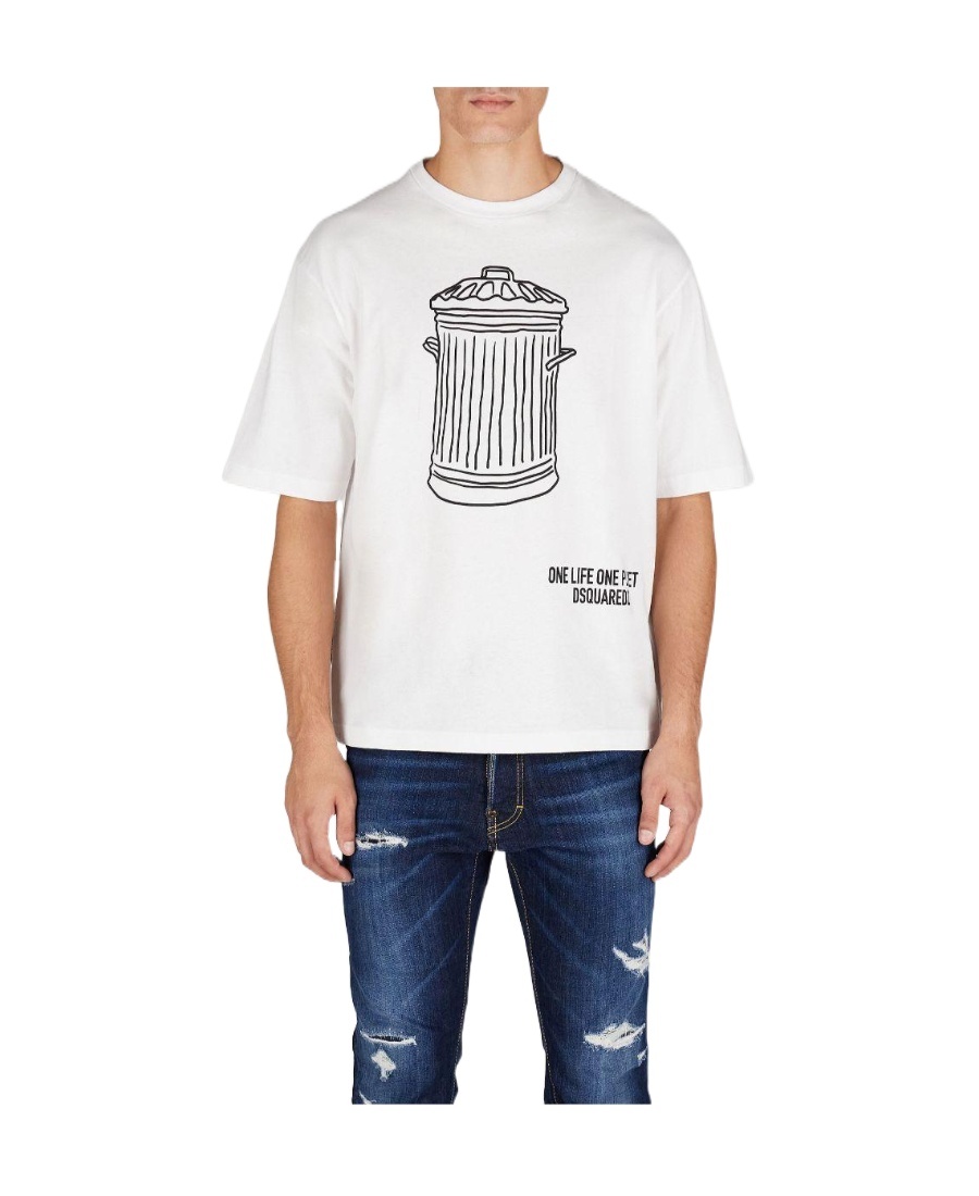 Dsquared2 Graphic-print Organic Cotton T-shirt In White