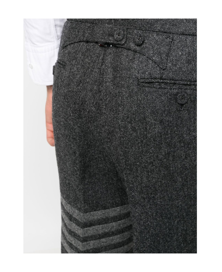 Thom Browne Trousers With Striped Detail And Pockets In Black