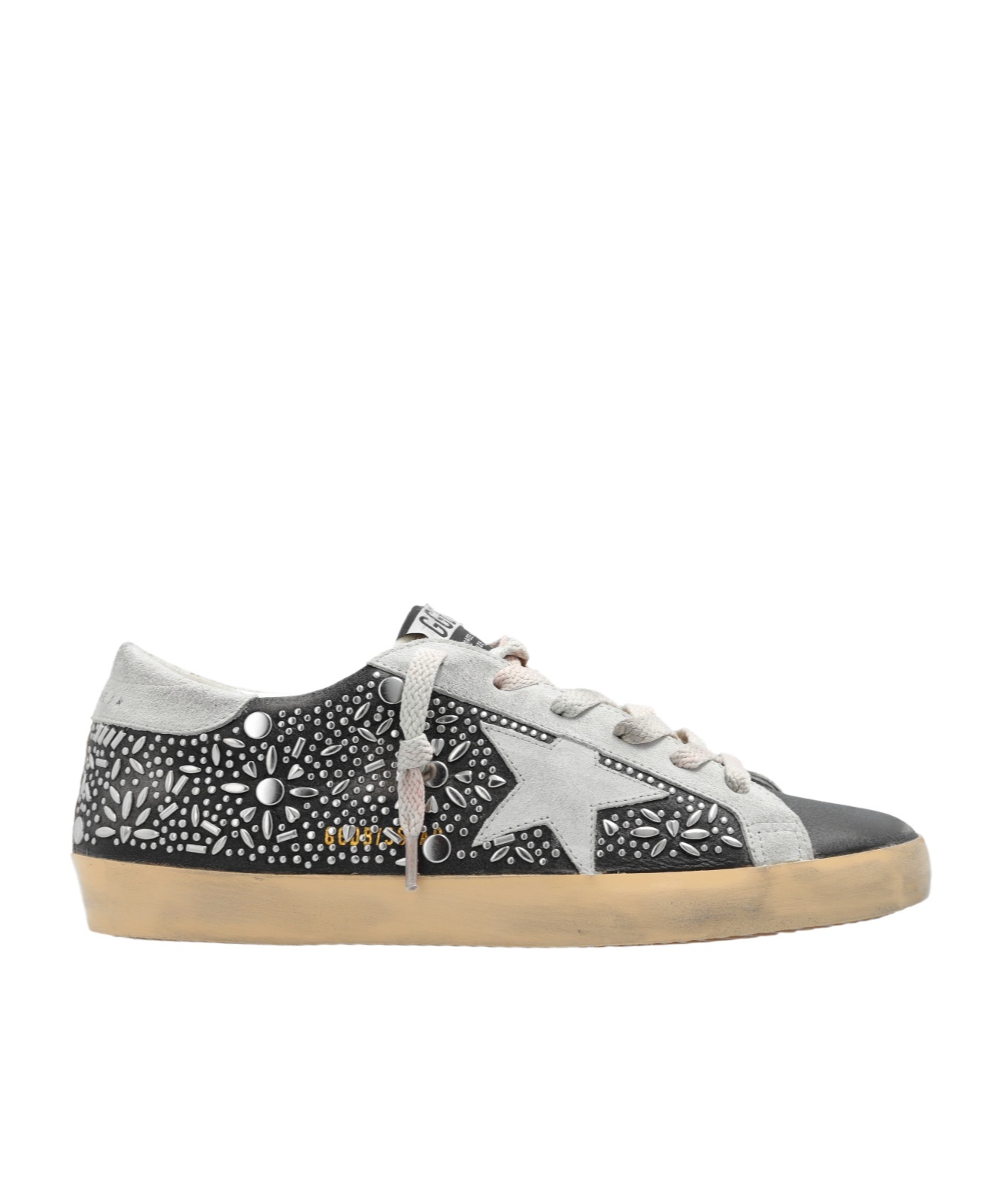 Golden Goose Super-star Studded Sneakers With In Nude