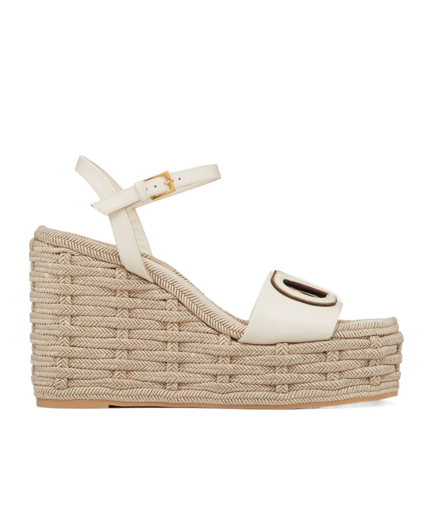 Valentino Off-white Vlogo Cutout Heeled Sandals In Nude