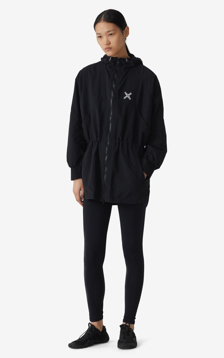 Kenzo Logo Print Zipped Jacket In Black