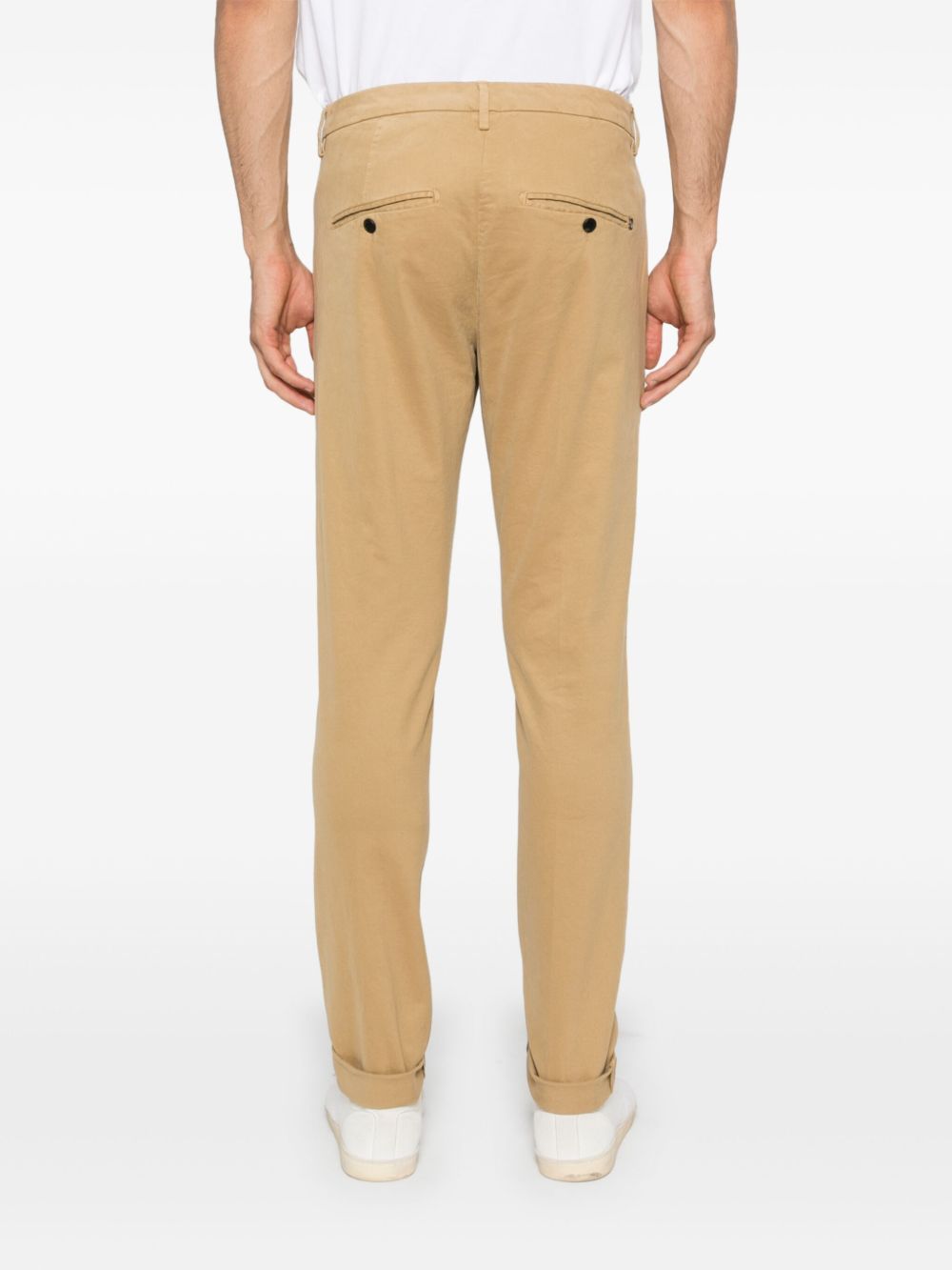 Dondup Cotton Chino Trousers With Roll-up Cuffs In Brown