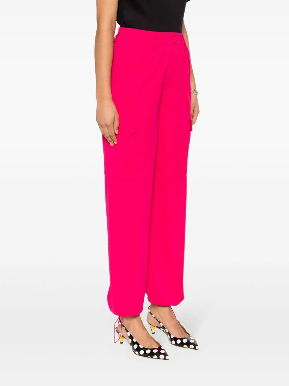 Shop Twinset Straight-leg Crepe Cargo Trousers In Pink