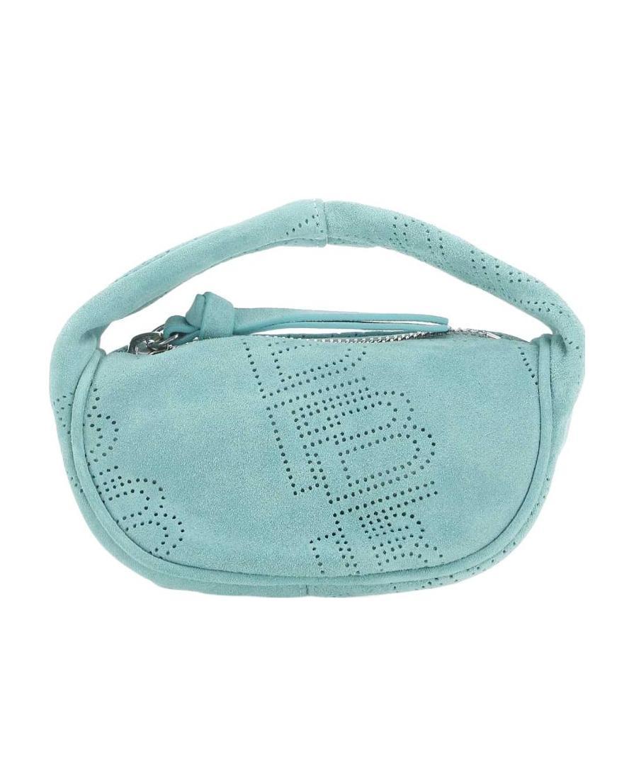 By Far Mini Micro Cush Grained Leather Tote Bag In Blue