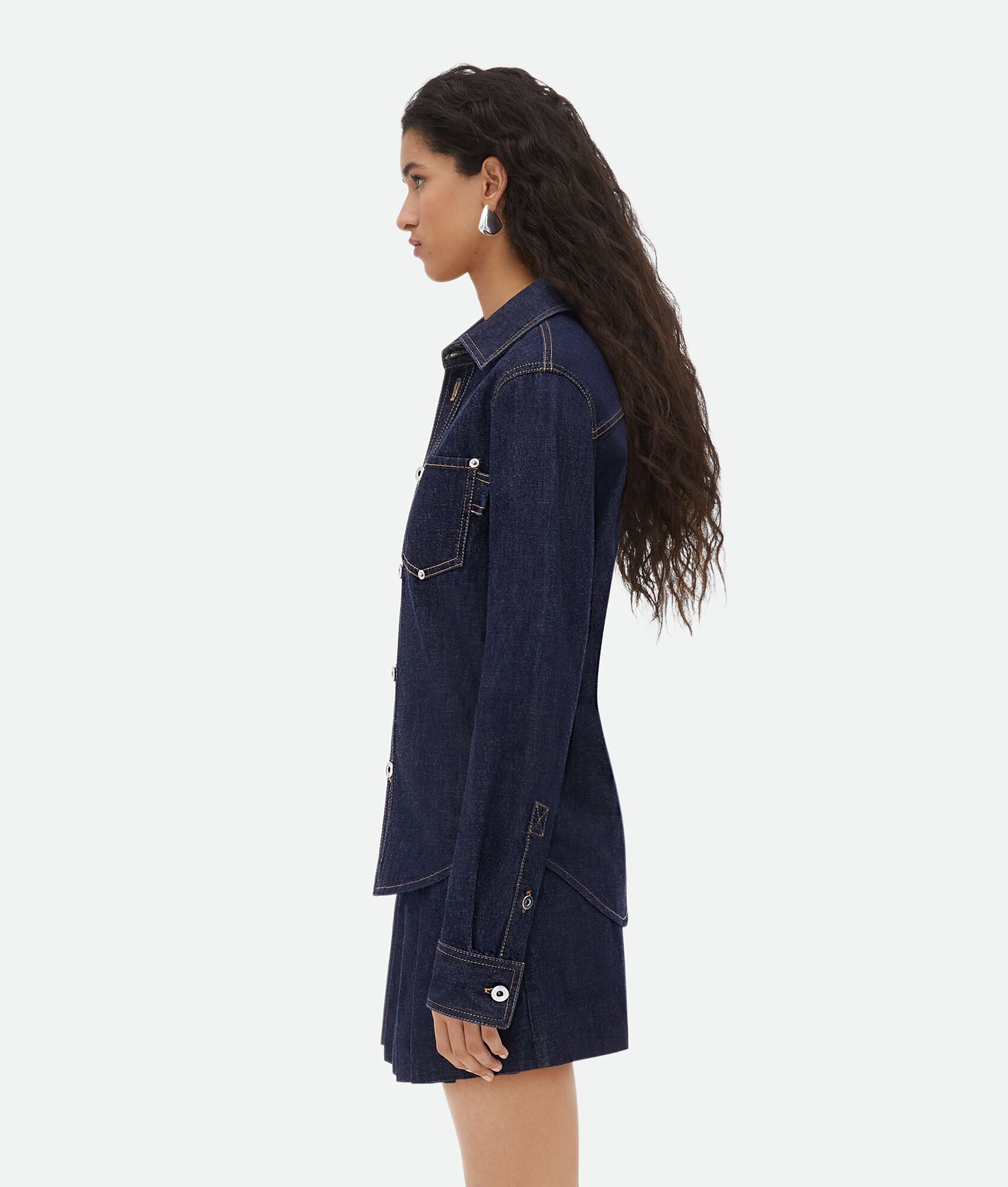 Bottega Veneta Long-sleeve Denim Shirt In Black