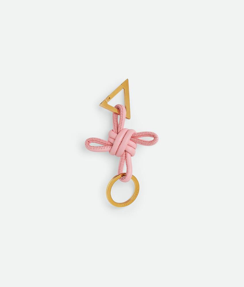 Bottega Veneta Knotted Leather Keyring In Pink