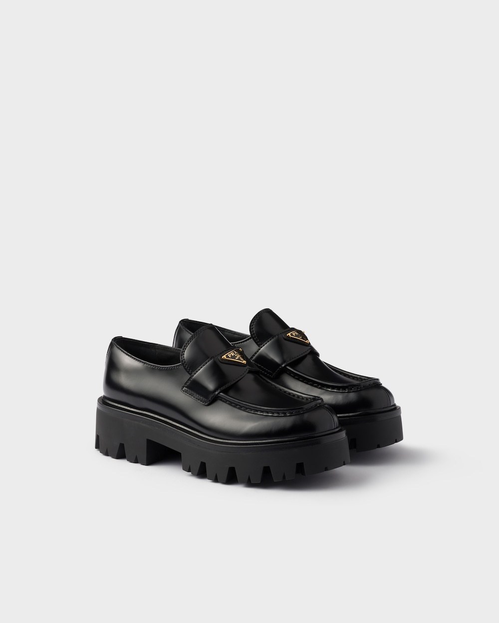 Prada Modern Loafers With Chunky Sole Design In Black