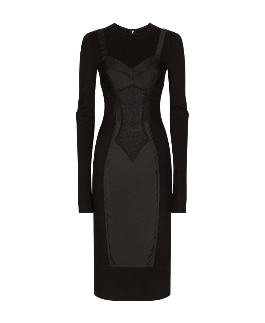 Dolce & Gabbana Lingerie Design Long-sleeved Sheath Dress In Animal Print