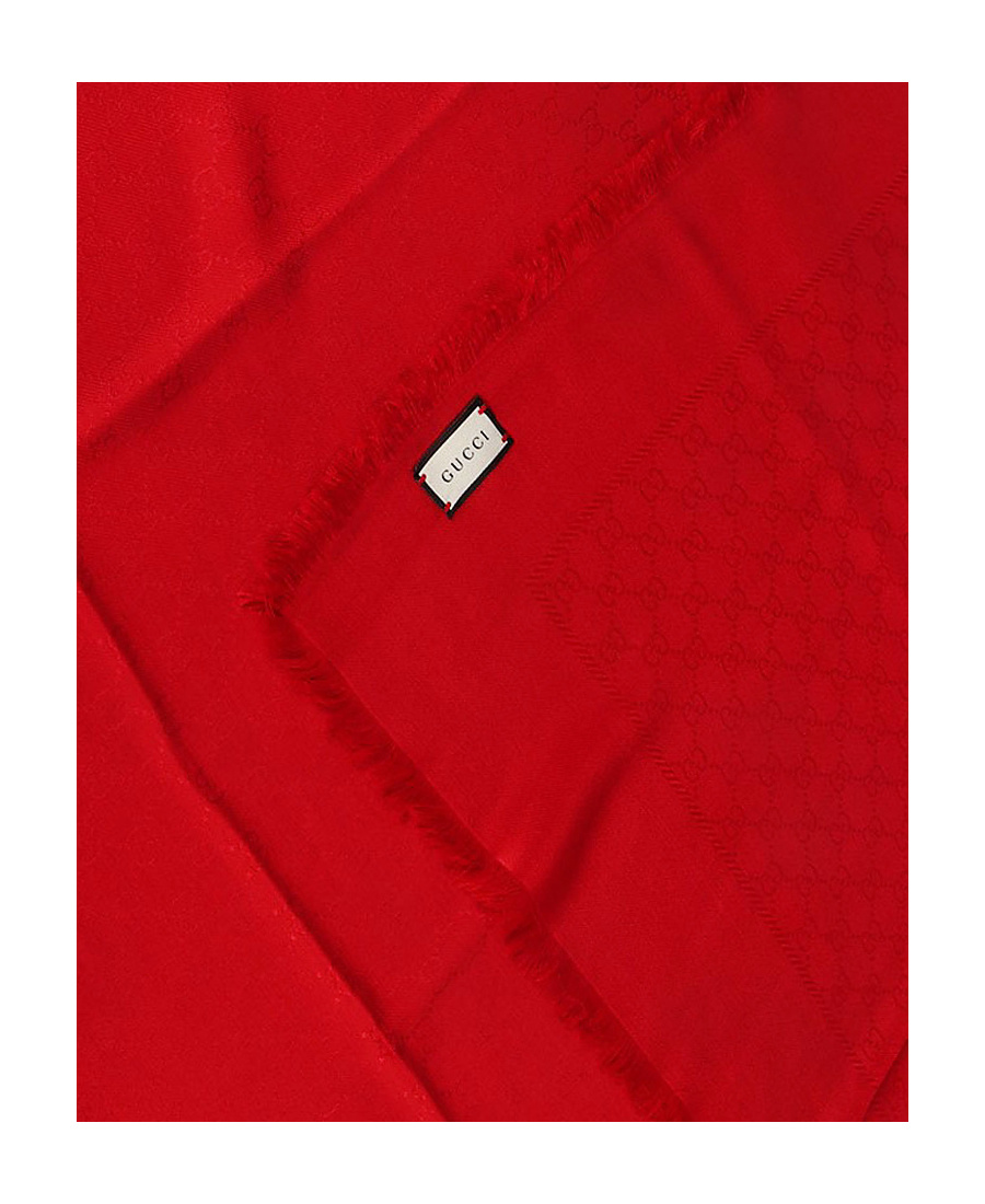 Gucci Double Gg Logo Scarf In Red